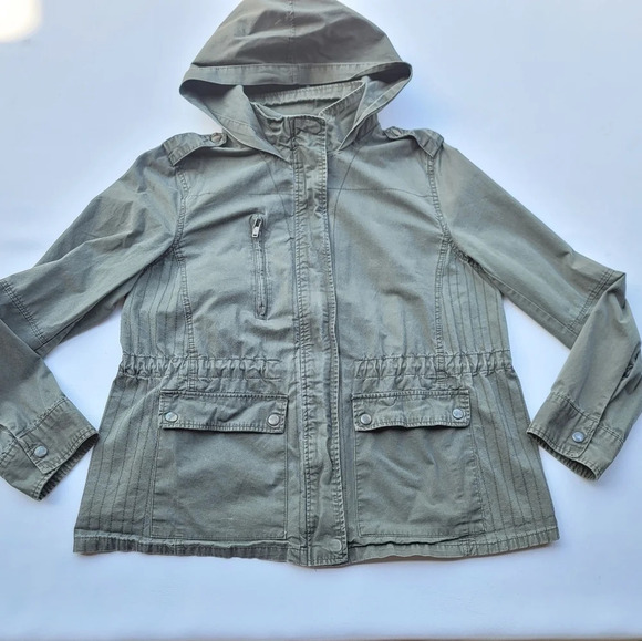 New Look Womens Army Green Anorak Hooded Parka Coat Large - Picture 2 of 12